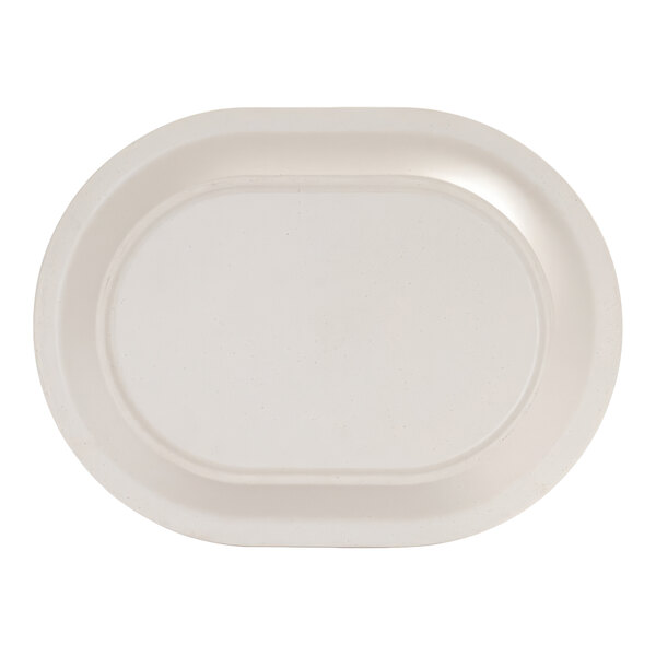 Cal-Mil Isla 16" x 12" Ivory Oval Speckle Wide Rim Melamine Platter - 3/Case