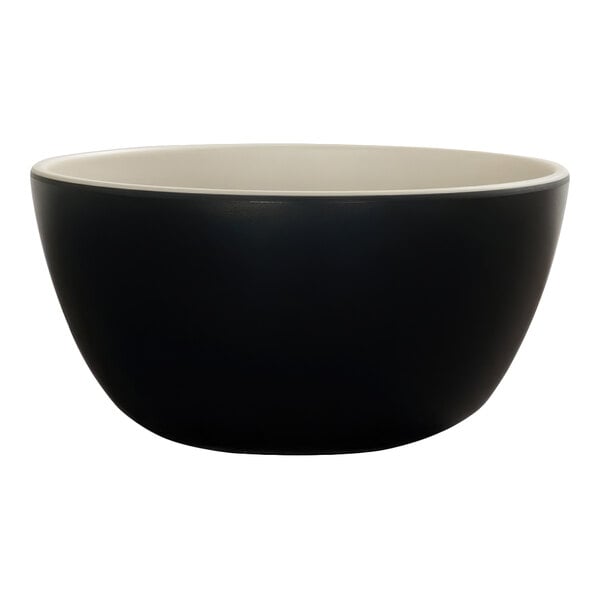 Cal-Mil Sophie 30 oz. Black and Ivory Round Two-Tone Melamine Deep Bowl - 6/Case