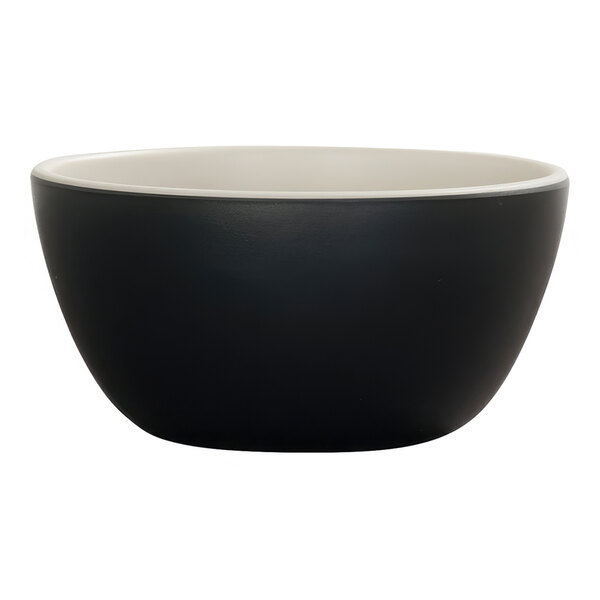 Cal-Mil Sophie 16 oz. Black and Ivory Round Two-Tone Melamine Deep Bowl - 6/Case