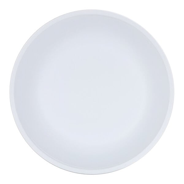 A plain, round, white bowl viewed from above.