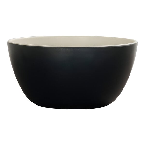 Cal-Mil Sophie 48 oz. Black and Ivory Round Two-Tone Melamine Deep Bowl - 6/Case