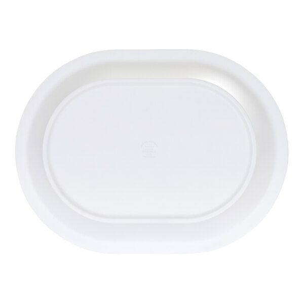 Cal-Mil Isla 16" x 12" White Oval Wide Rim Melamine Platter - 3/Case