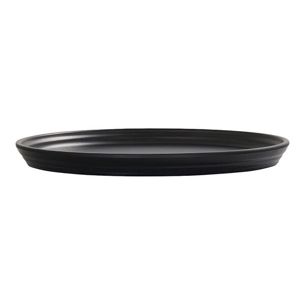 Cal-Mil Cove 8" Black Round Melamine Plate - 6/Case