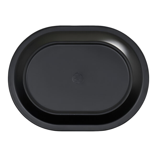 Cal-Mil Isla 16" x 12" Black Oval Wide Rim Melamine Platter - 3/Case