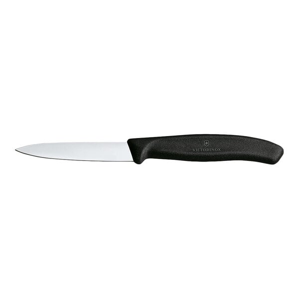 Victorinox Swiss Classic 3 1/4" Spear Point Smooth Edge Paring Knife with Black Handle 6.7603