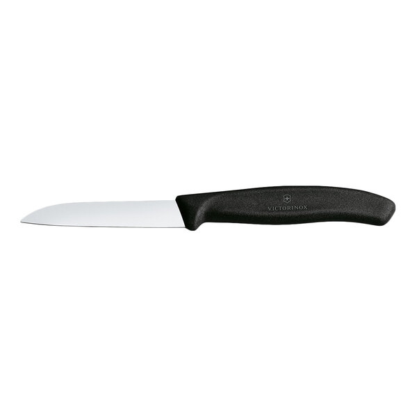 Victorinox Swiss Classic 3 1/4" Sheep's Foot Smooth Edge Paring Knife with Black Handle 6.7403