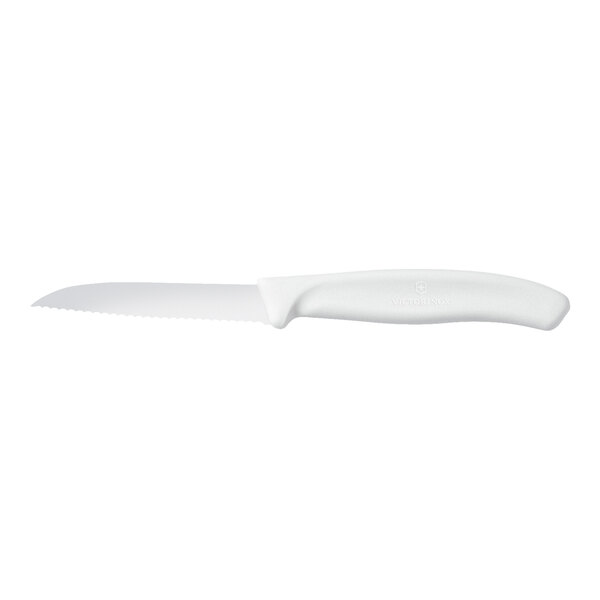 Victorinox Swiss Classic 3 1/4" Sheep's Foot Smooth Edge Paring Knife with White Handle 6.7437