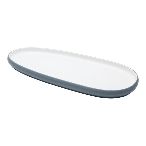 cheforward™ by G.E.T. Hatch 15 1/2" x 7 1/2" Oblong Touch of Honey / BlueJay Melamine Platter - 12/Case