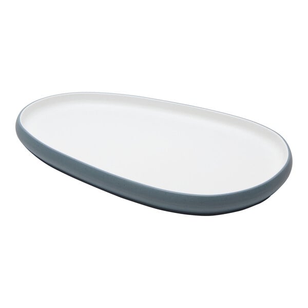 cheforward™ by G.E.T. Hatch 12 11/16" x 8 11/16" Oblong Touch of Honey / BlueJay Melamine Platter - 12/Case