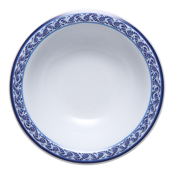 G.E.T. Diamond Esencia 12 oz. White / Blue Narrow Rim Melamine Bowl - 24/Case