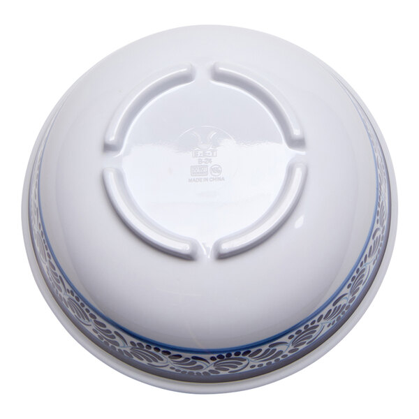 G.E.T. Diamond Esencia 24 oz. White / Blue Rimless Melamine Bowl - 24/Case