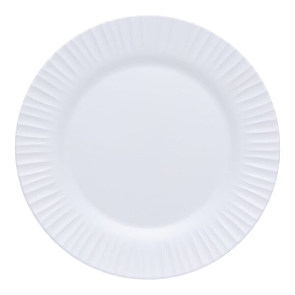 G.E.T. Riva Maris 10 1/4" Round Matte White Melamine Plate with Textured Rim - 12/Case
