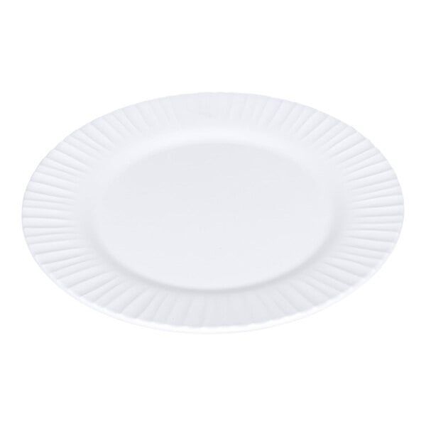 G.E.T. Riva Maris 10 1/4" Round Matte White Melamine Plate with Textured Rim - 12/Case