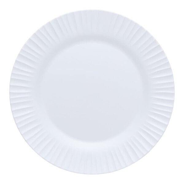 G.E.T. Riva Maris 11 1/4" Round Matte White Melamine Plate with Textured Rim - 12/Case