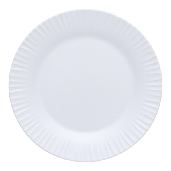 G.E.T. Riva Maris 9" Round Matte White Melamine Plate with Textured Rim - 12/Case