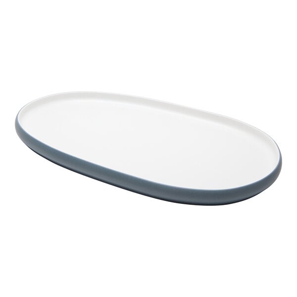 cheforward™ by G.E.T. Hatch 16 1/8" x 10 1/8" Oblong Touch of Honey / BlueJay Melamine Platter - 12/Case