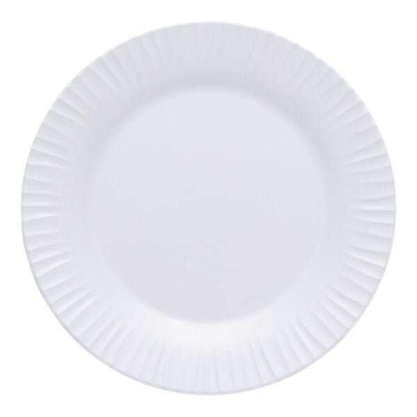G.E.T. Riva Maris 8" Round Matte White Melamine Plate with Textured Rim - 12/Case