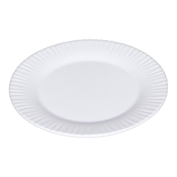 G.E.T. Riva Maris 8" Round Matte White Melamine Plate with Textured Rim - 12/Case