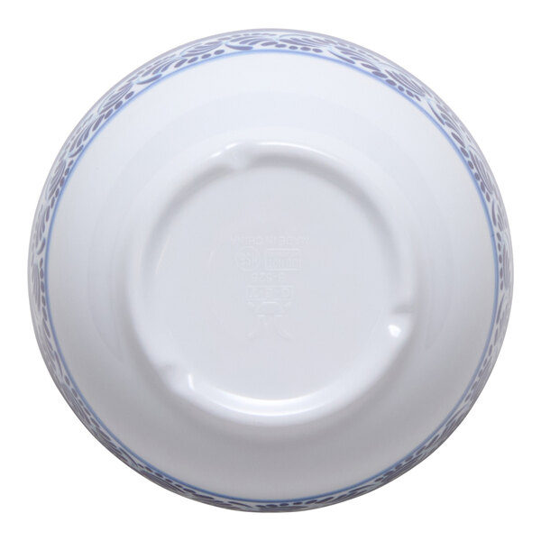 G.E.T. Diamond Esencia 16 oz. White / Blue Rimless Melamine Bowl - 24/Case