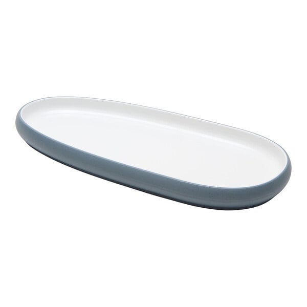 cheforward™ by G.E.T. Hatch 11 5/8" x 5 5/8" Oblong Touch of Honey / BlueJay Melamine Platter - 16/Case