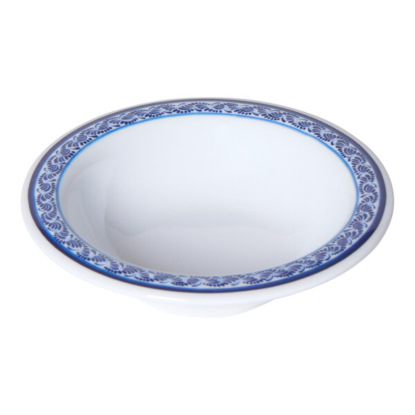 G.E.T. Diamond Esencia 4.5 oz. White / Blue Narrow Rim Melamine Bowl - 48/Case