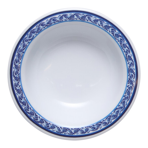 G.E.T. Diamond Esencia 4.5 oz. White / Blue Narrow Rim Melamine Bowl - 48/Case