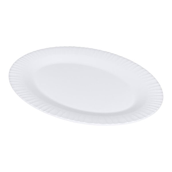 G.E.T. Riva Maris 18" x 13" Oval Matte White Melamine Platter with Textured Rim - 3/Case