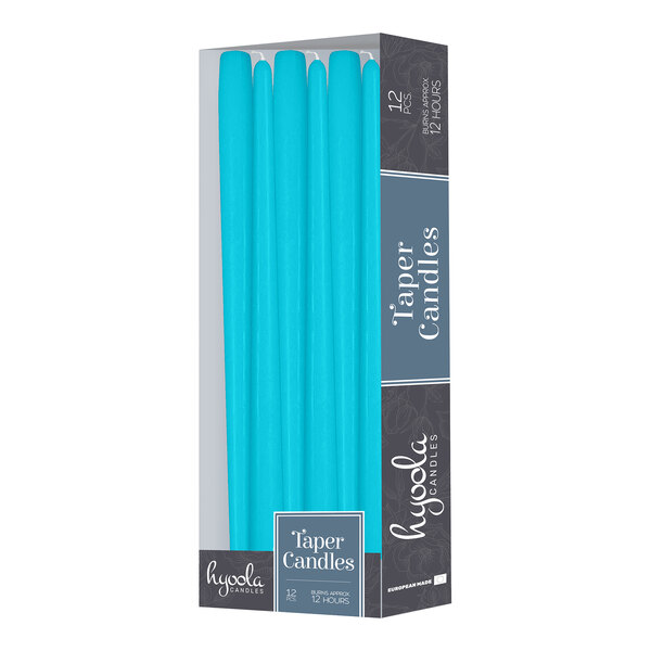 Hyoola Candles 14" Light Blue 12-Hour Taper Candle - 144/Case