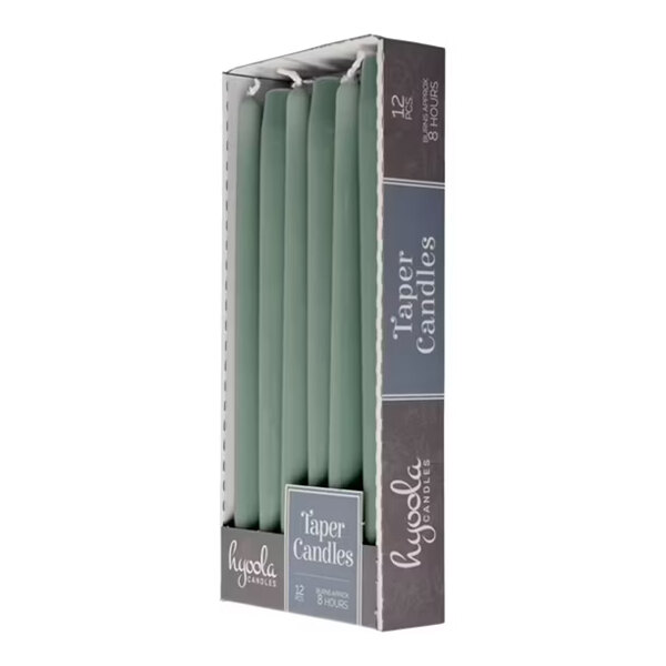 Hyoola Candles 10" Emerald 8-Hour Taper Candle - 144/Case