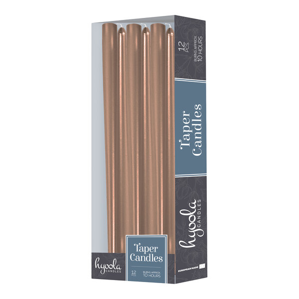 Hyoola Candles 12" Metallic Antique Gold 10-Hour Taper Candle - 144/Case