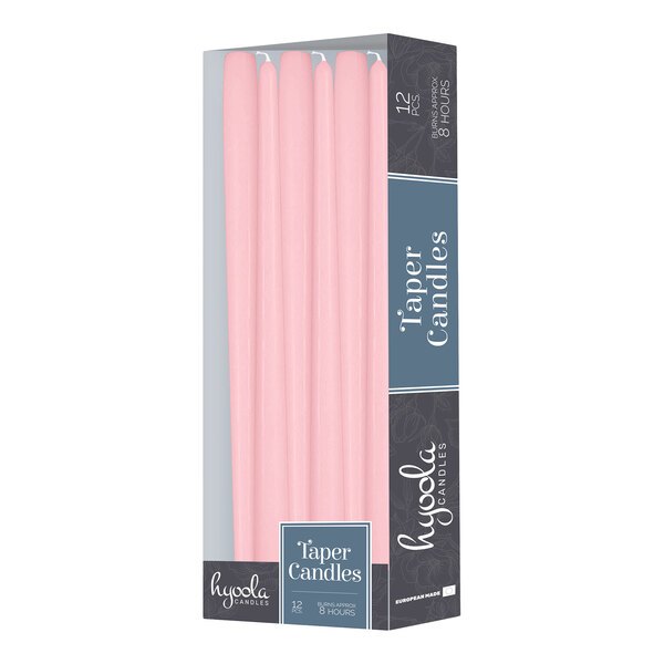 Hyoola Candles 10" Light Pink 8-Hour Taper Candle - 144/Case