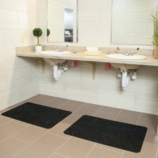 New Pig Grippy GRP7007-BK 2' x 2 15/16' Black Antimicrobial Sink / Dryer Mat with Adhesive Backing - 4/Case