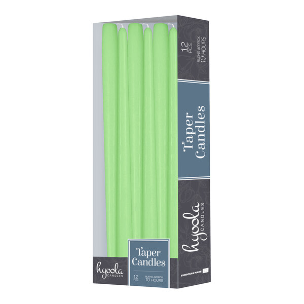 Hyoola Candles 12" Celery Green 10-Hour Taper Candle - 144/Case