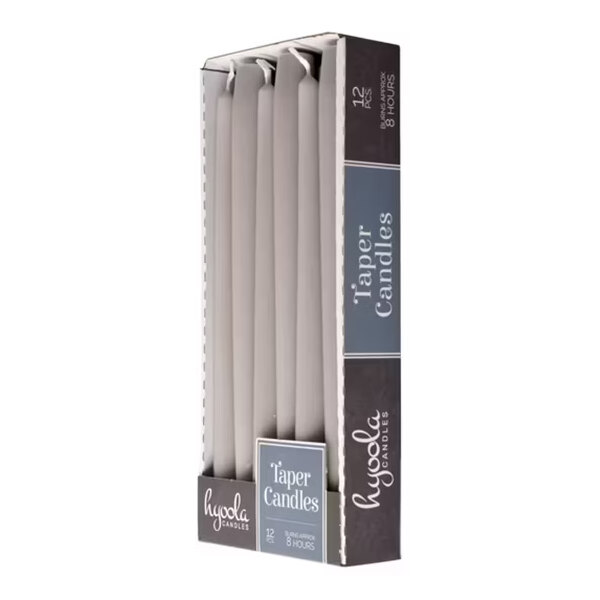Hyoola Candles 14" Light Gray 12-Hour Taper Candle - 144/Case