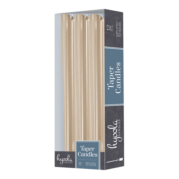 Hyoola Candles 12" Metallic Titan 10-Hour Taper Candle - 144/Case