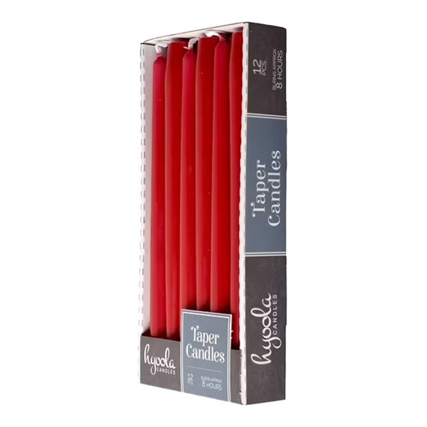 Hyoola Candles 14" Cherry Red 12-Hour Taper Candle - 144/Case