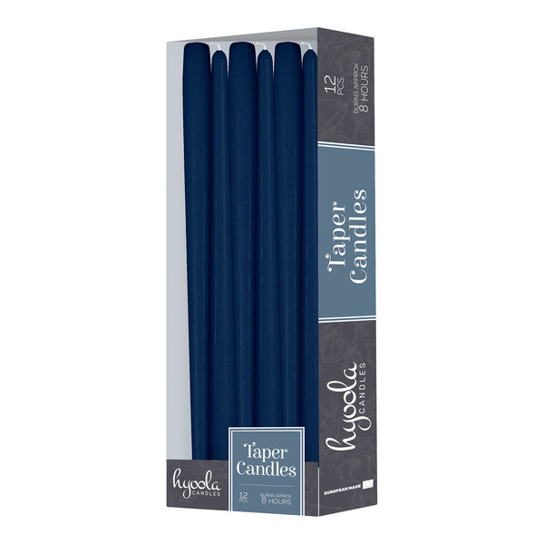 Hyoola Candles 10" Sapphire Blue 8-Hour Taper Candle - 144/Case