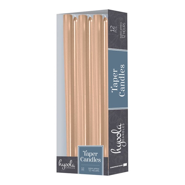 Hyoola Candles 14" Metallic Copper 12-Hour Taper Candle - 144/Case