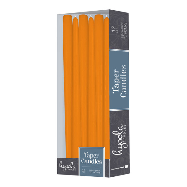 Hyoola Candles 12" Orange 10-Hour Taper Candle - 144/Case
