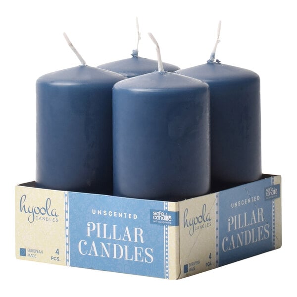 Hyoola Candles 2" x 4" Midnight Blue 25-Hour Pillar Candle - 24/Case