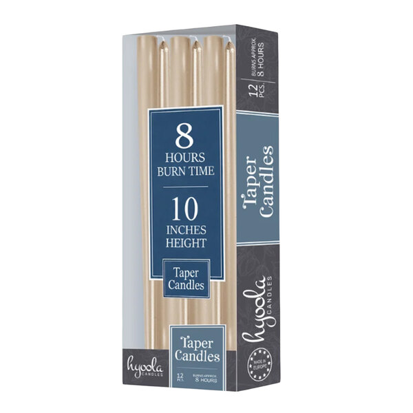 Hyoola Candles 10" Metallic Titan 8-Hour Taper Candle - 144/Case