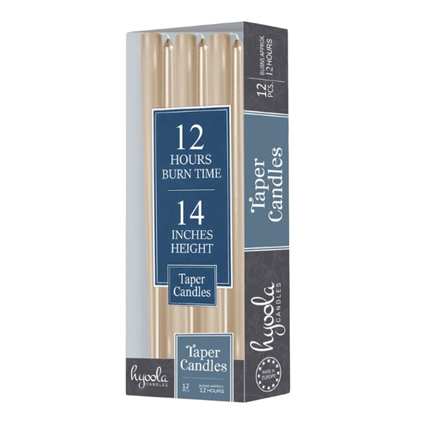 Hyoola Candles 14" Metallic Titan 12-Hour Taper Candle - 144/Case