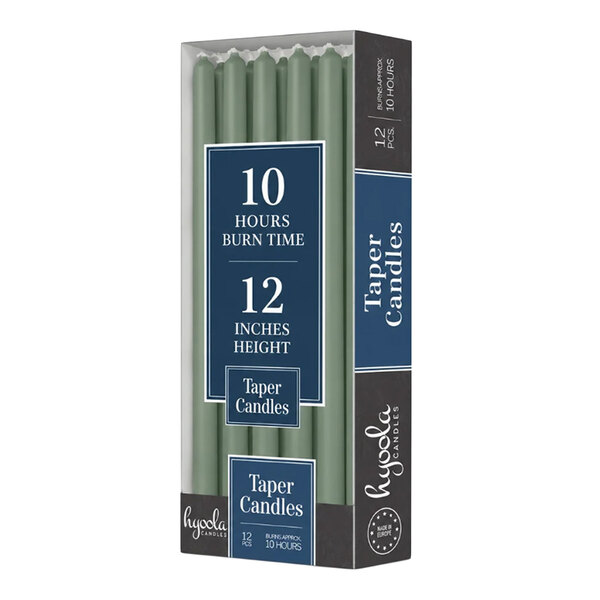 Hyoola Candles 12" Emerald 10-Hour Taper Candle - 144/Case