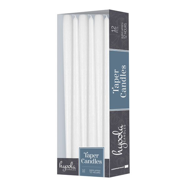 Hyoola Candles 14" White 12-Hour Taper Candle - 144/Case