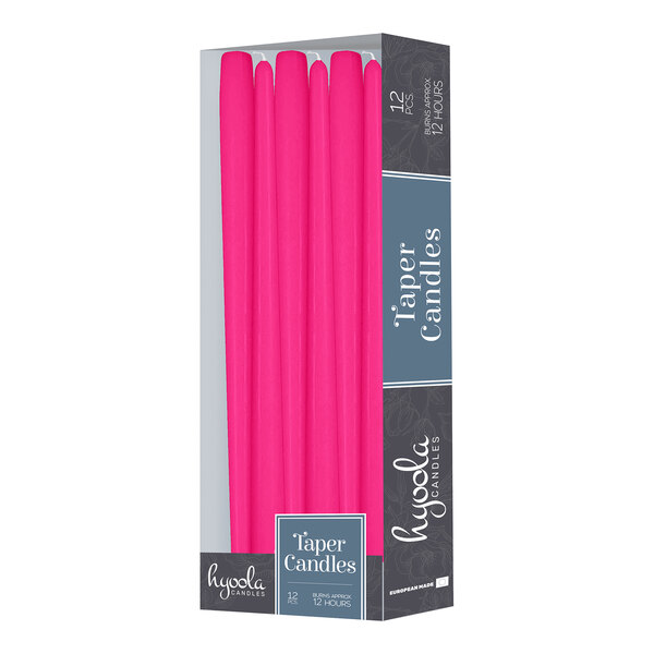 Hyoola Candles 14" Fuchsia 12-Hour Taper Candle - 144/Case