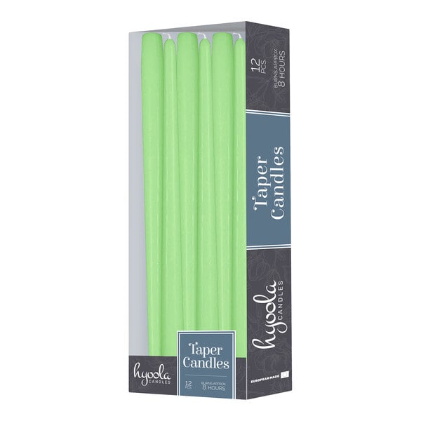 Hyoola Candles 10" Celery Green 8-Hour Taper Candle - 144/Case