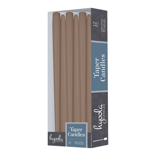 Hyoola Candles 12" Taupe 10-Hour Taper Candle - 144/Case