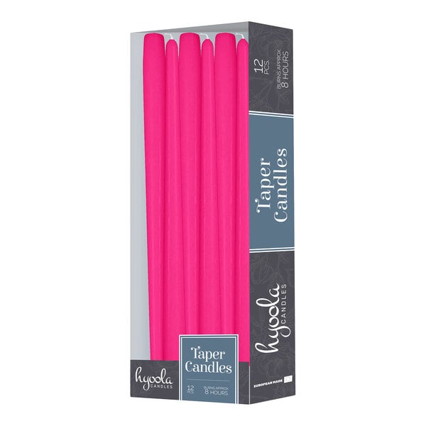 Hyoola Candles 10" Fuchsia 8-Hour Taper Candle - 144/Case
