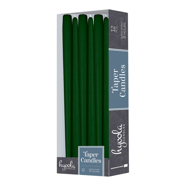 Hyoola Candles 10" Hunter Green 8-Hour Taper Candle - 144/Case