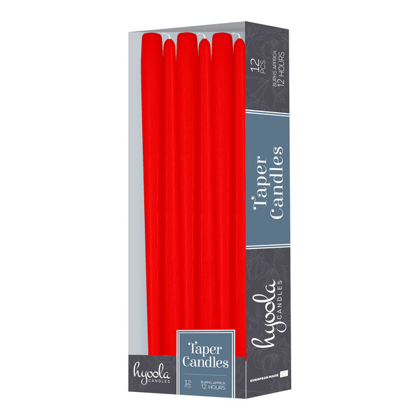 Hyoola Candles 14" Red 12-Hour Taper Candle - 144/Case